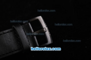 U-BOAT Italo Fontana Chronograph Miyota Quartz Movement PVD Case with Black Dial and White Numeral Marking-Black Leather Strap