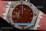 Audemars Piguet Royal Oak Lady Swiss Quartz Steel/Diamonds Case with Diamonds Markers and Brown Dial (EF)