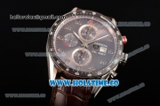 Tag Heuer Carrera Calibre 1887 Automatic Chrono Swiss Valjoux 7750 Automatic Steel Case with Grey Dial Brown Leather Strap and Arabic Numeral Markers