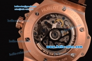 Hublot Big Bang Chrono Swiss Valjoux 7750-DD Automatic Rose Gold Case with PVD/Rose Gold Strap Black Dial