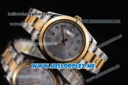 Rolex Day-Date II Asia Automatic Two Tone Case/Bracelet with Silver Dial and Arabic Numeral Markers