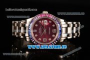 Rolex Datejust Pearlmaster Asia 2813 Automatic Full Steel with Purple Dial and Diamonds Markers - Rainbow Diamoand Bezel (BP)