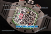 Richard Mille RM 011 Felipe Massa Flyback Chronograph Swiss Valjoux 7750 Automatic Carbon Fiber Case with Skeleton Dial Green Inner Bezel and White Markers - 1:1 Original