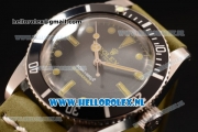 Rolex Submariner Vintage Asia 2813 Automatic Steel Case with Dot Markers Black Dial and Green Nylon Strap