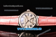 Cartier Ballon Bleu De Small Swiss Quartz Steel Case with White Dial Black Roman Numeral Markers and Pink Leather Strap