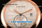 Cartier Rotonde De Miyota Quartz Rose Gold Case/Bracelet with Silver Dial