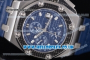 Audemars Piguet Royal Oak Offshore Juan Pablo Montoya Chrono Swiss Valjoux 7750 Automatic Steel Case with Blue Dial Stick Markers and Blue Leather Strap (J12)