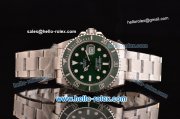 Rolex Submariner Rolex 3135 Automatic Steel Case with White Markers Green Dial and Stainless Steel Strap