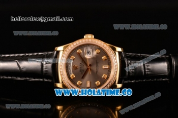 Rolex Day-Date Asia Automatic Yellow Gold Case with Diamonds Markers Grey Dial - Diamonds Bezel (BP)
