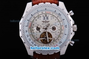 Breitling for Bentley Motors Automatic Tourbillon Stainless Steel Case with White Dial and Brown Leather Strap