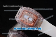 Richard Mille RM 07-02 Miyota 9015 Automatic Pink Sapphire Case with White Rubber Strap and Blue MOP Dial White Markers