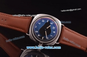 Panerai Vintage 3646 Swiss ETA 6497 Manual Winding Steel Case with Black Dial and Brwon Leather Strap