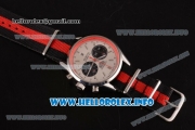 Tag Heuer Carrera Calibre 18 Chronograph Miyota Quartz Steel Case with White Dial Stick Markers and Red/Black Nylon Strap -Red Inner Bezel