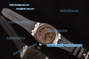 Audemars Piguet Royal Oak Lady Miyota OS2035 Quartz Steel Case with Black Rubber Strap Gold Markers and Grey Grid Dial