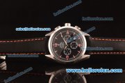 Omega Seamaster Chronograph Quartz Steel Case with Black Dial and Black Leather Strap- 7750 Coating