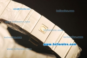 Omega Constellation Swiss Quartz Steel Case with Diamond Bezel and White Stripe Dial-Diamond Markers