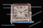 Cartier Tank Anglaise Miyota 9015 Automatic Steel Case with Silver Dial Brown Leather Strap and Roman Numeral Markers