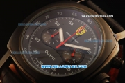 Ferrari Chronograph Miyota Quartz PVD Case with Black Dial and Black Leather-White Numeral Markers