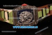 Richard Mille RM35-02 Japanese Miyota 9015 Automatic Carbon Fiber Case Skeleton Dial With Dots Markers Camouflage Rubber Strap - 1:1 Original(KV)