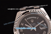 Rolex Day-Date II Swiss ETA 2836 Automatic Steel Case with Silver Markers and Black Dial