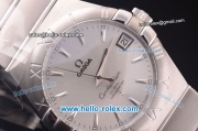 Omega Constellation Co-Axial Swiss ETA 2824 Automatic Full Steel Case with Silver Dial and Silver Stick Markers