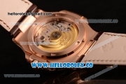 Patek Philippe Nautilus Miyota 9015 Automatic Rose Gold Case with White Dial and Brown Leather Strap