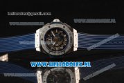 Hublot Big Bang Unico GMT Asia Auto Steel Case with Skeleton Dial and Blue Rubber Strap