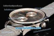 IWC Portuguese Chrono Swiss Valjoux 7750 Automatic Steel Case with Grey Dial and Grey Leather Strap