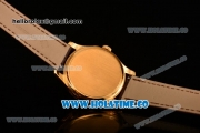 Patek Philippe Calatrava Miyota 9015 Automatic Yellow Gold Case with White Dial and Brown Leather Strap - Stick Markers