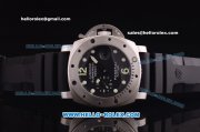 Panerai Pam 087 Luminor Submersible 1000m Automatic 7750-Coated Steel Case with Black Dial and Black Rubber Strap - Luminous Markers