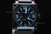 Bell & Ross BR 01-94 Automatic Movement PVD Casing with Blue marking Black Bezel and Rubber Strap