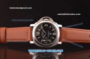 Panerai Luminor Marina Logo PAM 005 Swiss ETA 6497 Manual Winding Steel Case with Black Dial and Brown Leather Strap - 1:1 Original