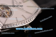 Vacheron Constantin Malte Swiss ST Tourbillon Steel Case with Black Alligator Strap Diamond Bezel and White Dial (FT)