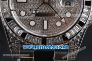Rolex GMT-Master II Clone Rolex 3186 Automatic Stainless Steel Case/Bracelet with Diamonds Dial and Dot Markers Diamonds Bezel (BP)
