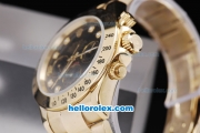 Rolex Daytona Chronograph Automatic Movement Full Gold with Black Dial and Diamond Mark