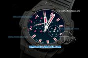 Hublot King Power Chronograph Swiss Valjoux 7750 Automatic Movement Ceramic Case and Bezel with Pink Markers-Black Rubber Strap