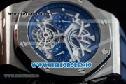 Audemars Piguet Royal Oak Offshore Tourbillon Chronograph Miyota Quartz Movement Steel Case Blue Dial With Stick Markers Blue Rubber Strap