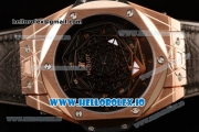 Hublot Big Bang Sang Bleu 9015 Automatic Rose Gold Case with Brown Dial Arabic Numeral Markers and Genuine Leather Strap