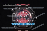 Audemars Piguet Royal Oak Offshore Diver Chrono Miyota OS20 Quartz PVD Case with Red Dial Stick Markers and Red Rubber Strap (EF)