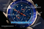 Omega Seamaster Diver 300M Chrono Miyota OS20 Quartz Steel Case with Blue Dial and White Markers