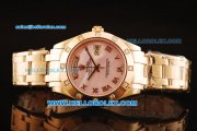 Rolex Day-Date Swiss ETA 2836 Automatic Rose Gold Case with Diamond Bezel and Pink Dial-Rose Gold Strap