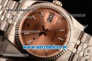 Rolex Datejust Clone Rolex 3135 Automatic Steel Case Orange Dial With Stick Markers Steel Bracelet- 1:1 Original(AR)