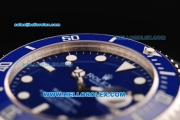 Rolex Submariner Swiss ETA 2836 Automatic Movement Steel Case and Strap with Blue Dial and Blue Bezel 43mm