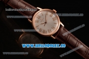 Zenith Vintage Miyota 9015 Automatic Rose Gold Case with White Dial and Brown Leather Strap - (AAAF)