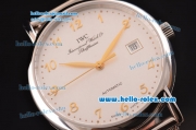 IWC Portofino Swiss ETA 2892 Automatic Steel Case with Gold Arabic Numeral Markers and White Dial