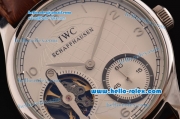 IWC Portuguese Asia 6497-CHG Manual Winding Steel Case and Brown Leather Strap White Dial