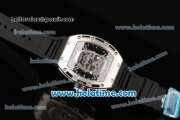 Richard Mille RM 52-01 Swiss ETA 2671 Automatic Steel Case with Black Rubber Bracelet White Markers and Skeleton Dial - 1:1 Original