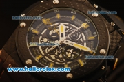 Hublot King Power Chronograph Miyota Quartz PVD Case with Skeleton dial Black Rubber Strap