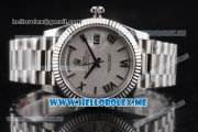 Rolex Day-Date Clone Rolex 3255 Automatic Stainless Steel Case/Bracelet with White Dial and Roman Numeral Markers