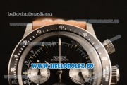 Rolex Daytona Vintage Edition Chrono Miyota OS20 Quartz Steel Case with Black Dial and Brown Leather Strap